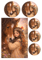 Sticker Sheet / Greeting Card – Indian Girl With Horse Collage Cat. No. 8971