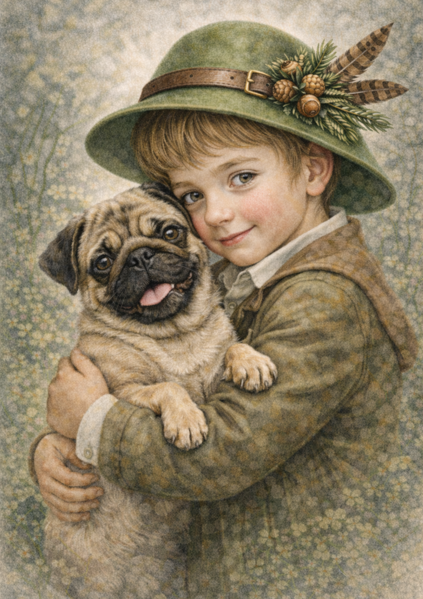 Sticker Sheet / Greeting Card – Little Pug & Boy Full Cat. No. 8975