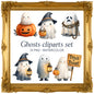 Watercolor Ghosts Clipart Set: Halloween Spooky Spirits (25 PNG)
