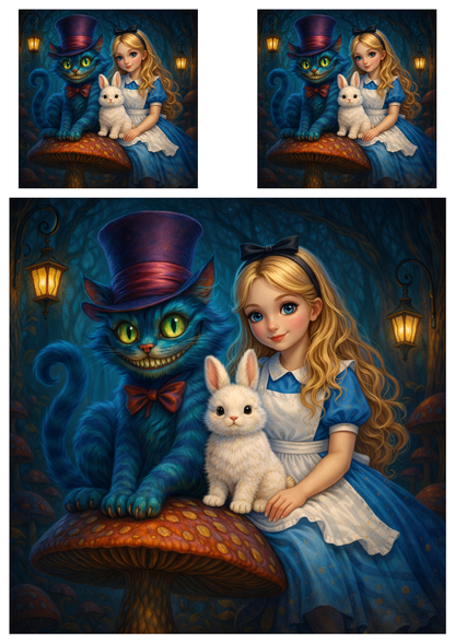 Sticker Sheet / Greeting Card – Alice in Wonderland Collage Cat. No. 8997