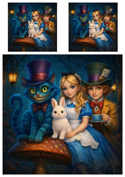 Sticker Sheet / Greeting Card – Alice in Wonderland Collage Cat. No. 8998
