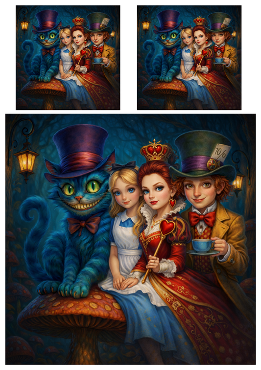 Sticker Sheet / Greeting Card – Alice in Wonderland Collage Cat. No. 8999