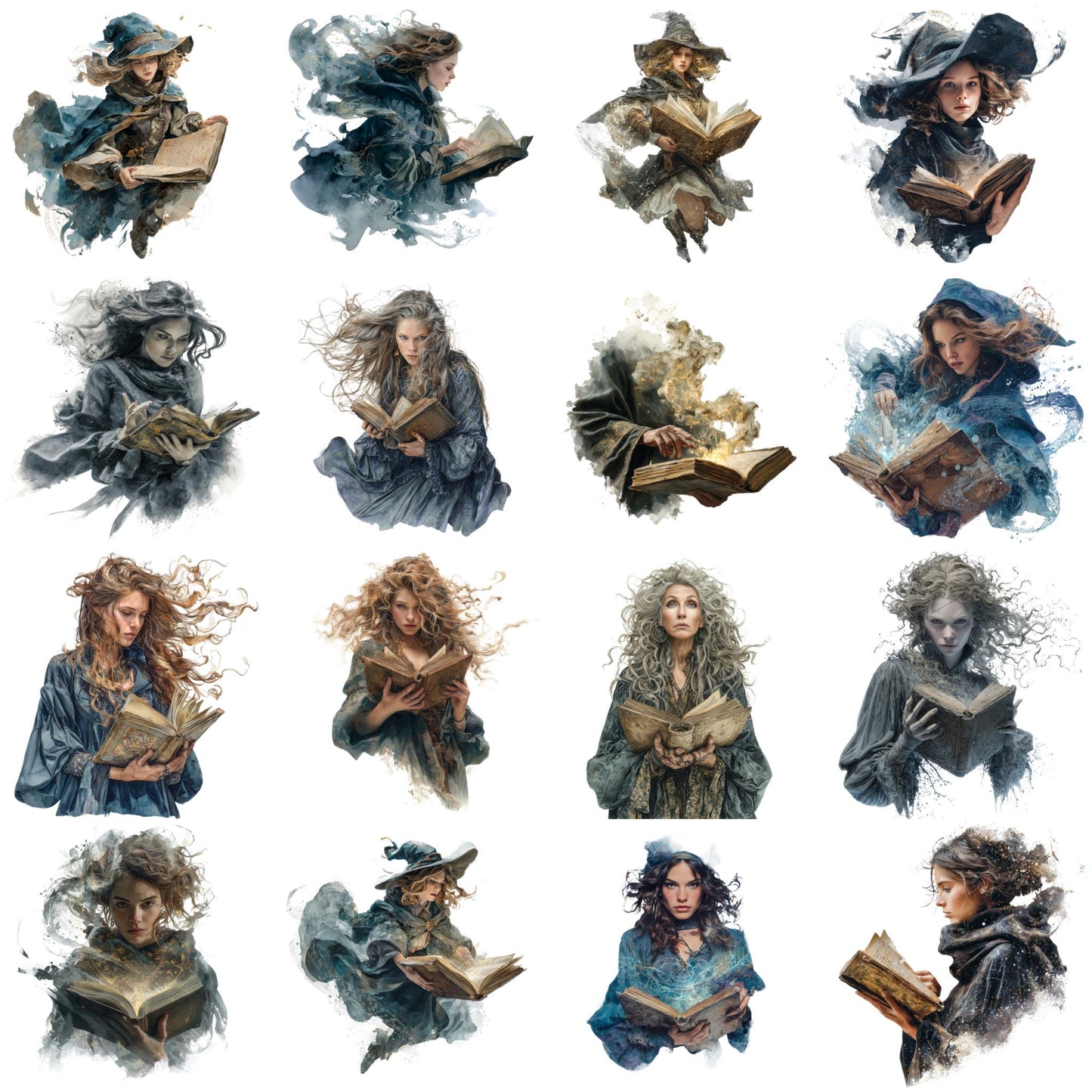 Witches Clipart Bundle – 160 PNG – Halloween Witch Elements – Transparent Background – High Resolution