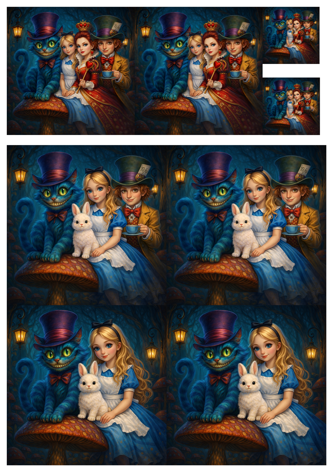 Sticker Sheet / Greeting Card – Alice in Wonderland Collage Cat. No. 9000