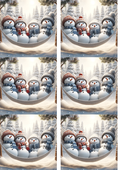 Sticker Sheet / Greeting Card – Snowmen On A Hammock Collage Cat. No. 9005