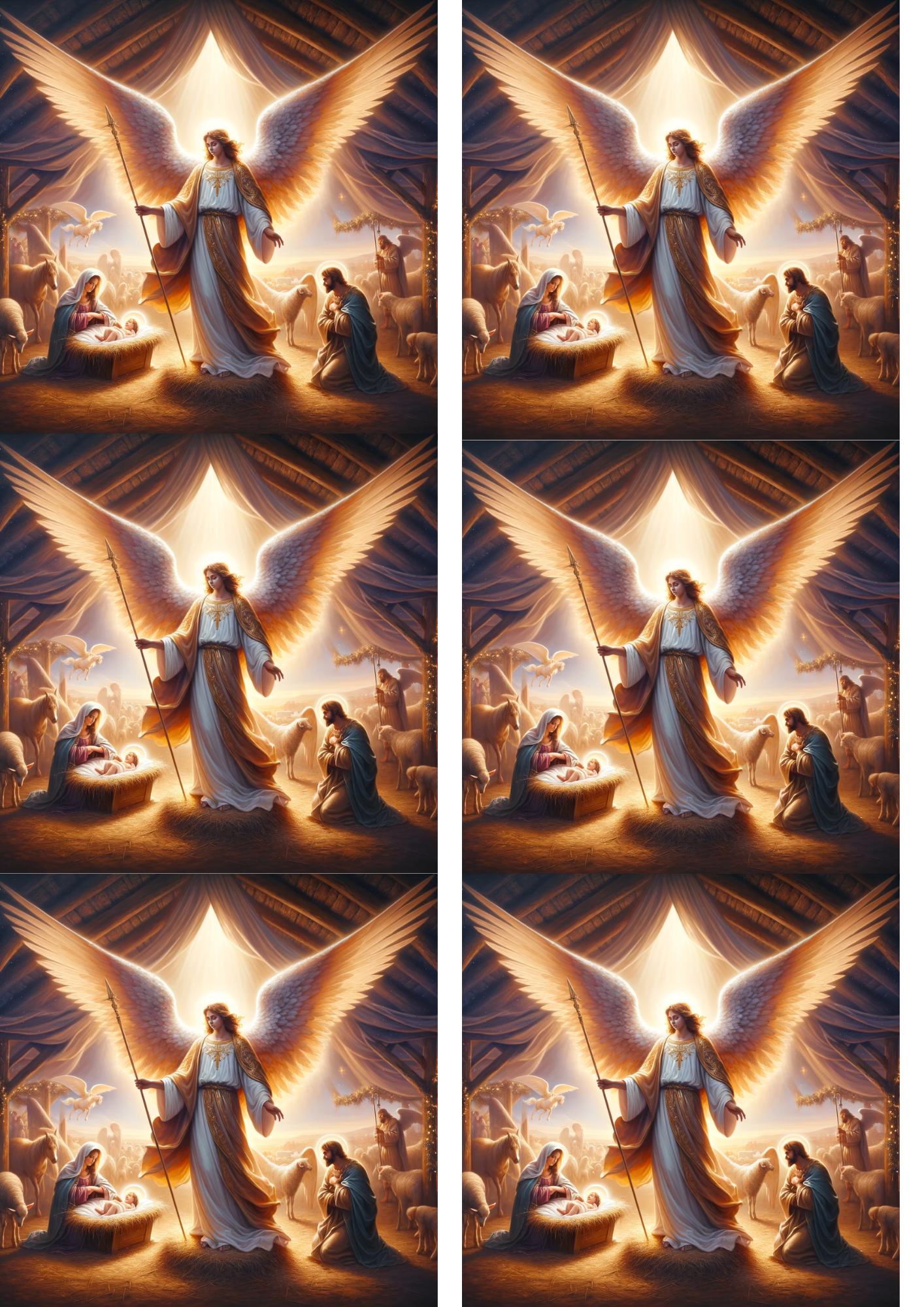 Sticker Sheet / Greeting Card – Angel in the Manger of Bethlehem Collage Cat. No. 9006