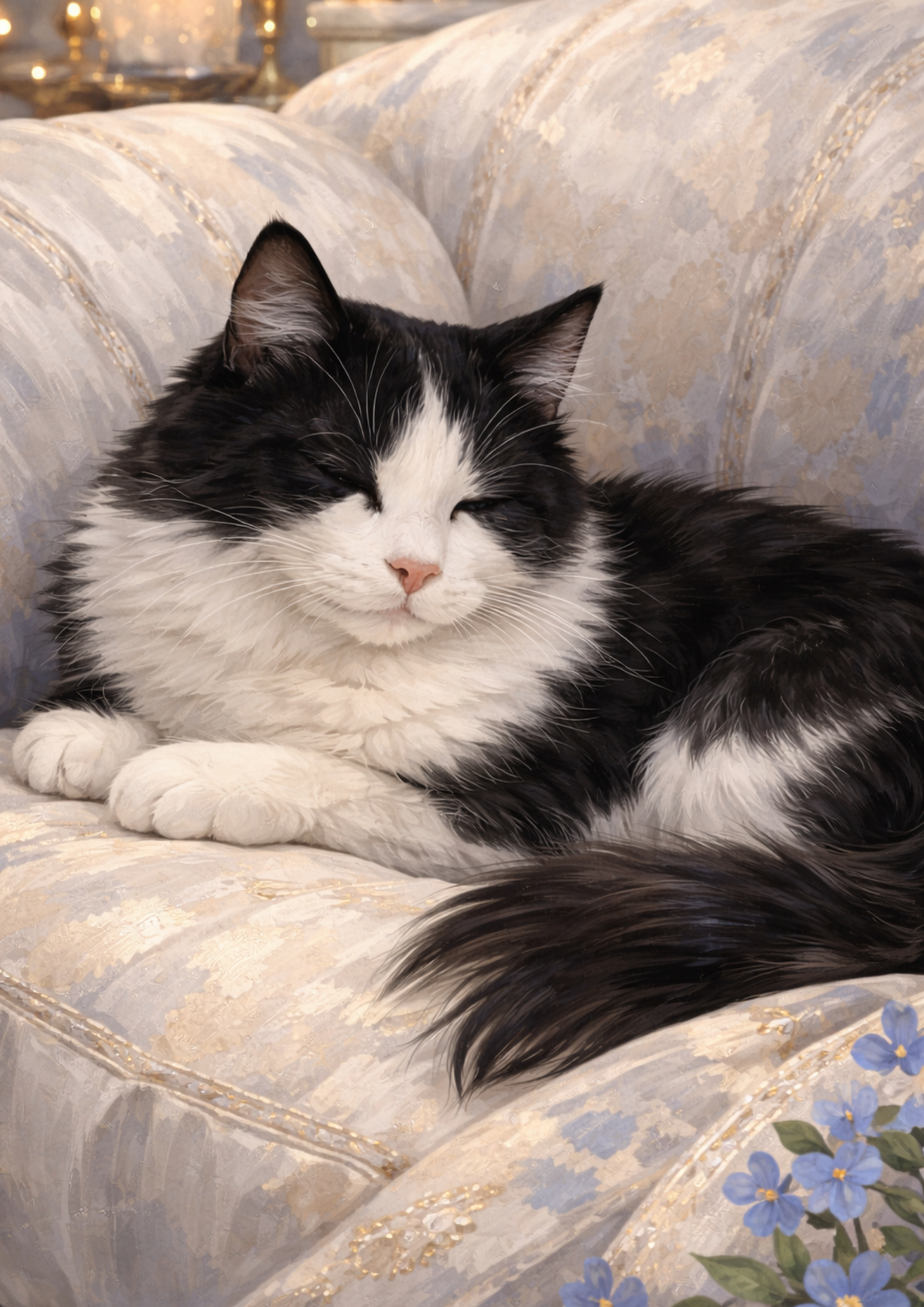 Sticker Sheet / Greeting Card – Adorable Cat on the Sofa Full Cat. No. 9016