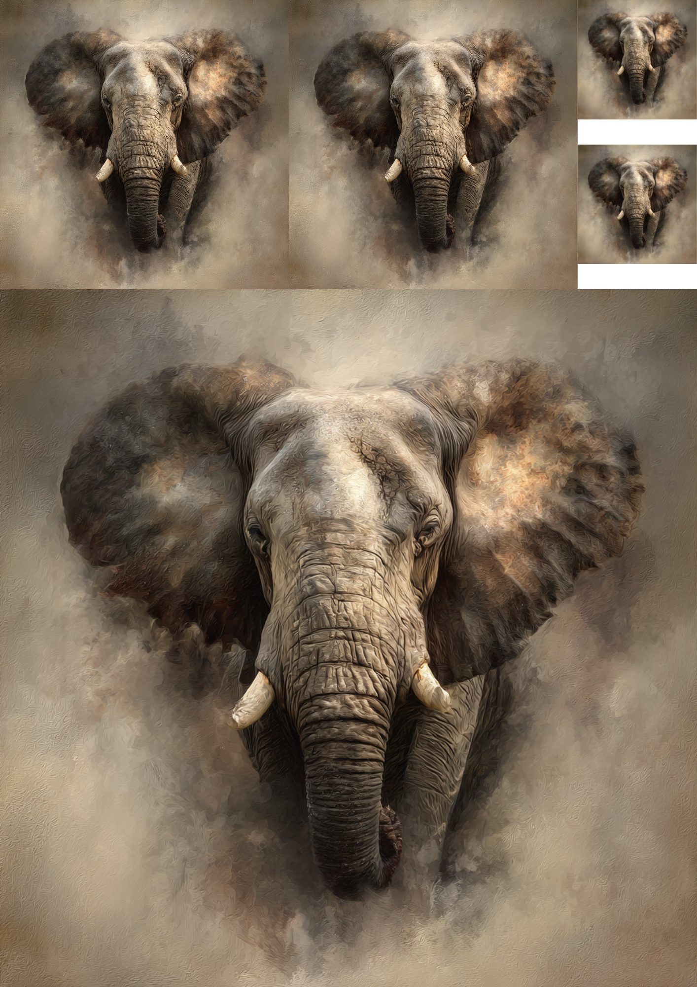 Sticker Sheet / Greeting Card – Vintage Elephant Portrait Collage Cat. No. 9017