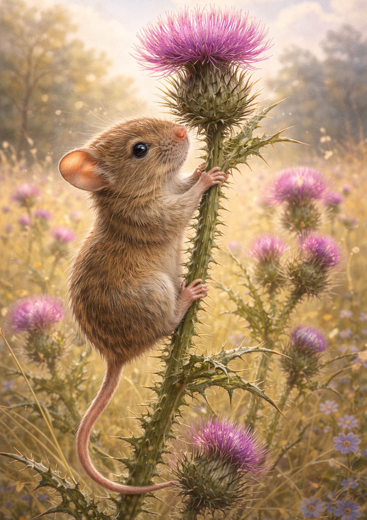 Sticker Sheet / Greeting Card – Mouse on Thistle Full Cat. No. 9019