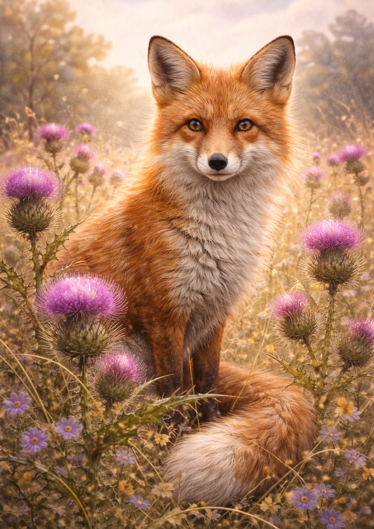 Sticker Sheet / Greeting Card – Fox & Wild Thistle Full Cat. No. 9021