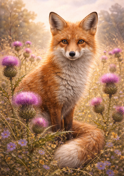 Sticker Sheet / Greeting Card – Fox & Wild Thistle Full Cat. No. 9021
