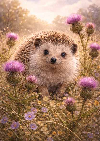 Sticker Sheet / Greeting Card – Hedgehog & Wild Thistle Full Cat. No. 9022