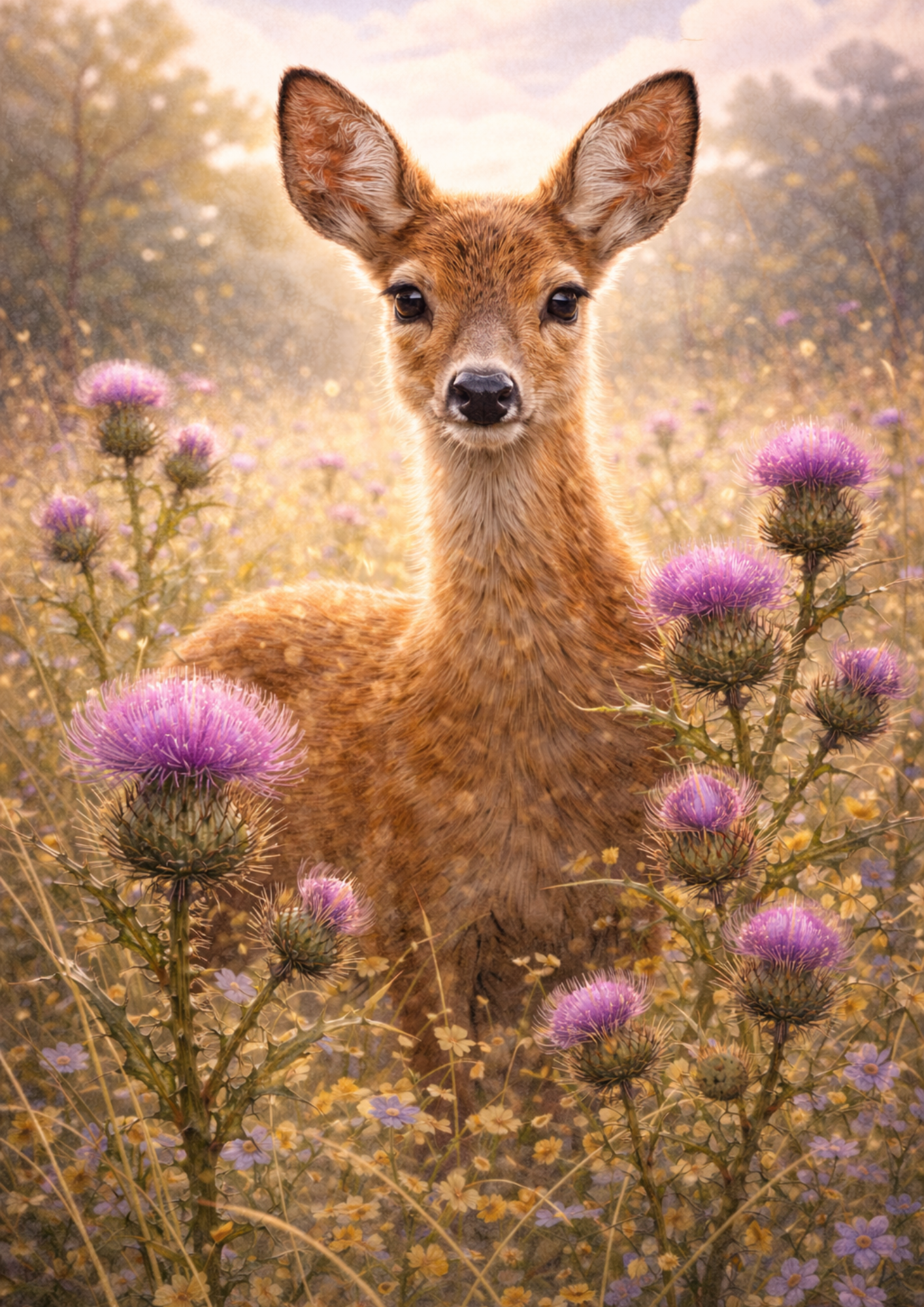 Sticker Sheet / Greeting Card – Little Deer & Wild Thistle Full Cat. No. 9023