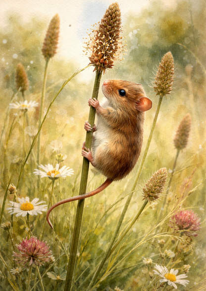 Sticker Sheet / Greeting Card – Wild Mouse in The Meadow Cat. No. 9025