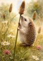 Sticker Sheet / Greeting Card – Hedgehog in The Meadow Cat. No. 9026