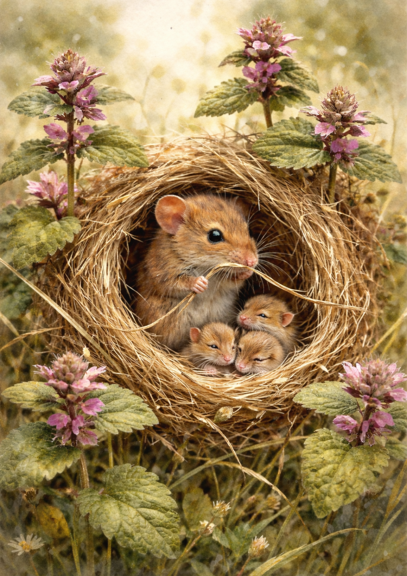 Sticker Sheet / Greeting Card – Mice in the Nest Full Cat. No. 9028