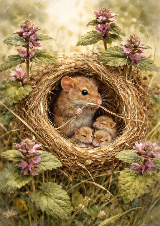 Sticker Sheet / Greeting Card – Mice in the Nest Full Cat. No. 9028