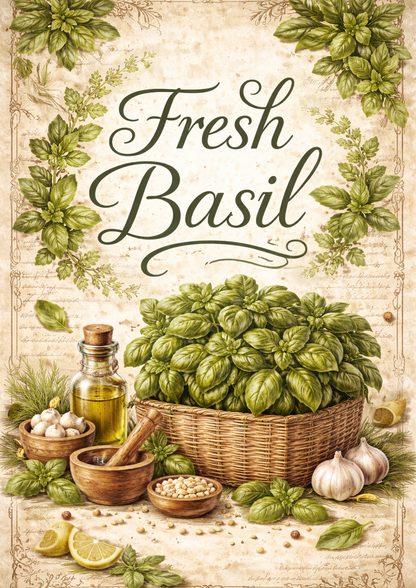 Sticker Sheet / Greeting Card – Fresh Basil in Pot Full Cat. No. 9030
