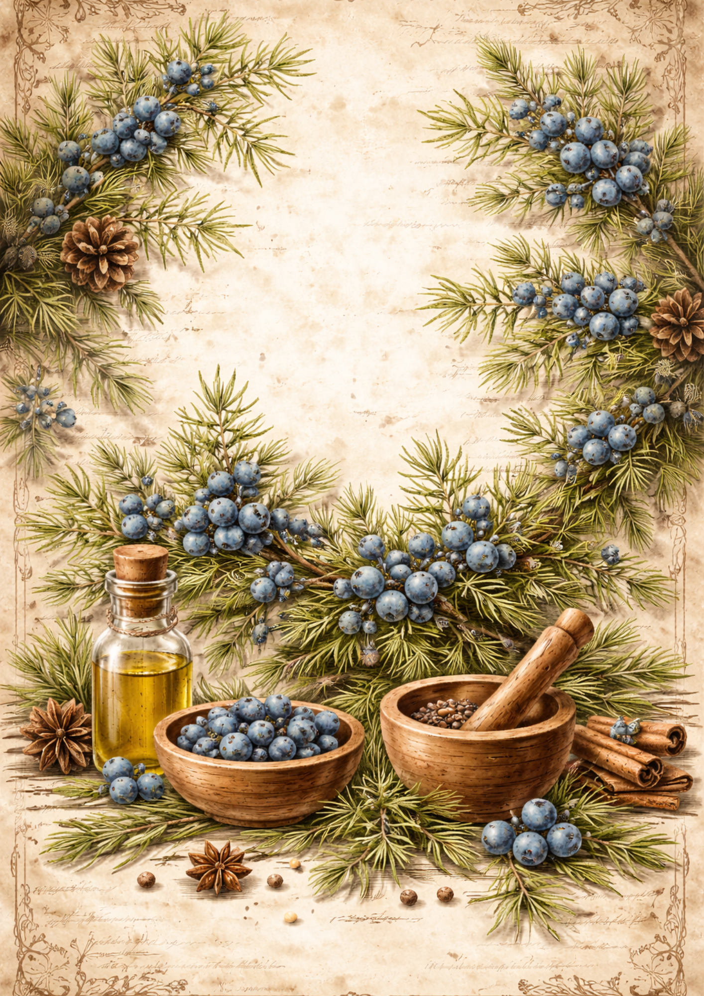 Sticker Sheet / Greeting Card – Juniper Herbs Background Full Cat. No. 9031