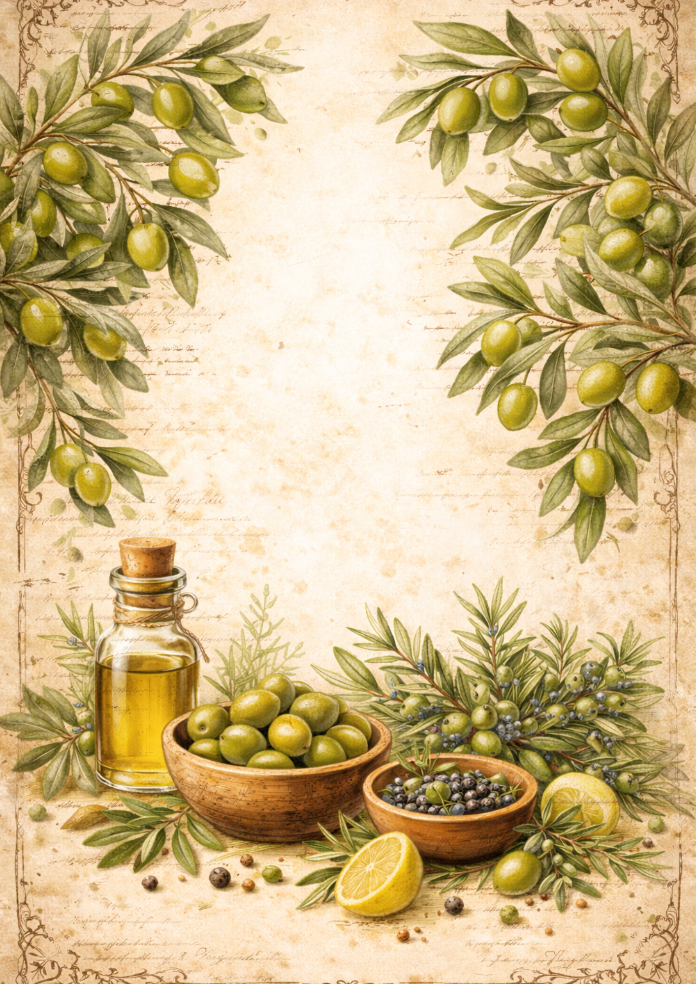 Sticker Sheet / Greeting Card – Green Olives Background Full Cat. No. 9032