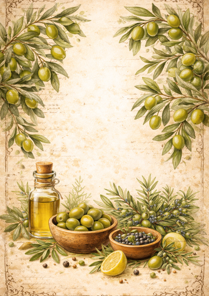 Sticker Sheet / Greeting Card – Green Olives Background Full Cat. No. 9032