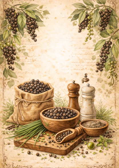 Sticker Sheet / Greeting Card – Black Pepper Background Full Cat. No. 9035
