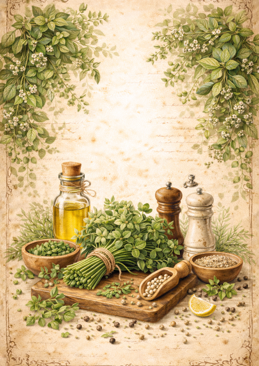 Sticker Sheet / Greeting Card – Fresh Mint Herbs Background Full Cat. No. 9037