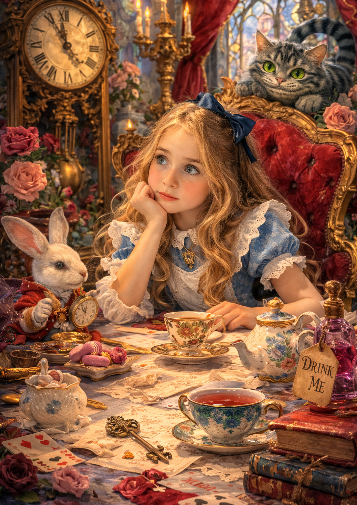 Sticker Sheet / Greeting Card – Alice in Wonderland Tea Time Full Cat. No. 9049
