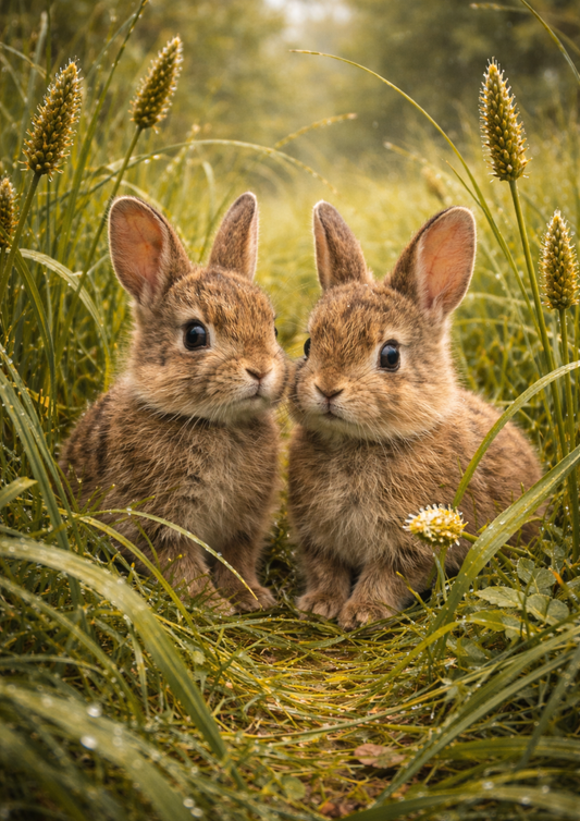 Sticker Sheet / Greeting Card – Little Rabbits in the Meadow Full Cat. No. 9051