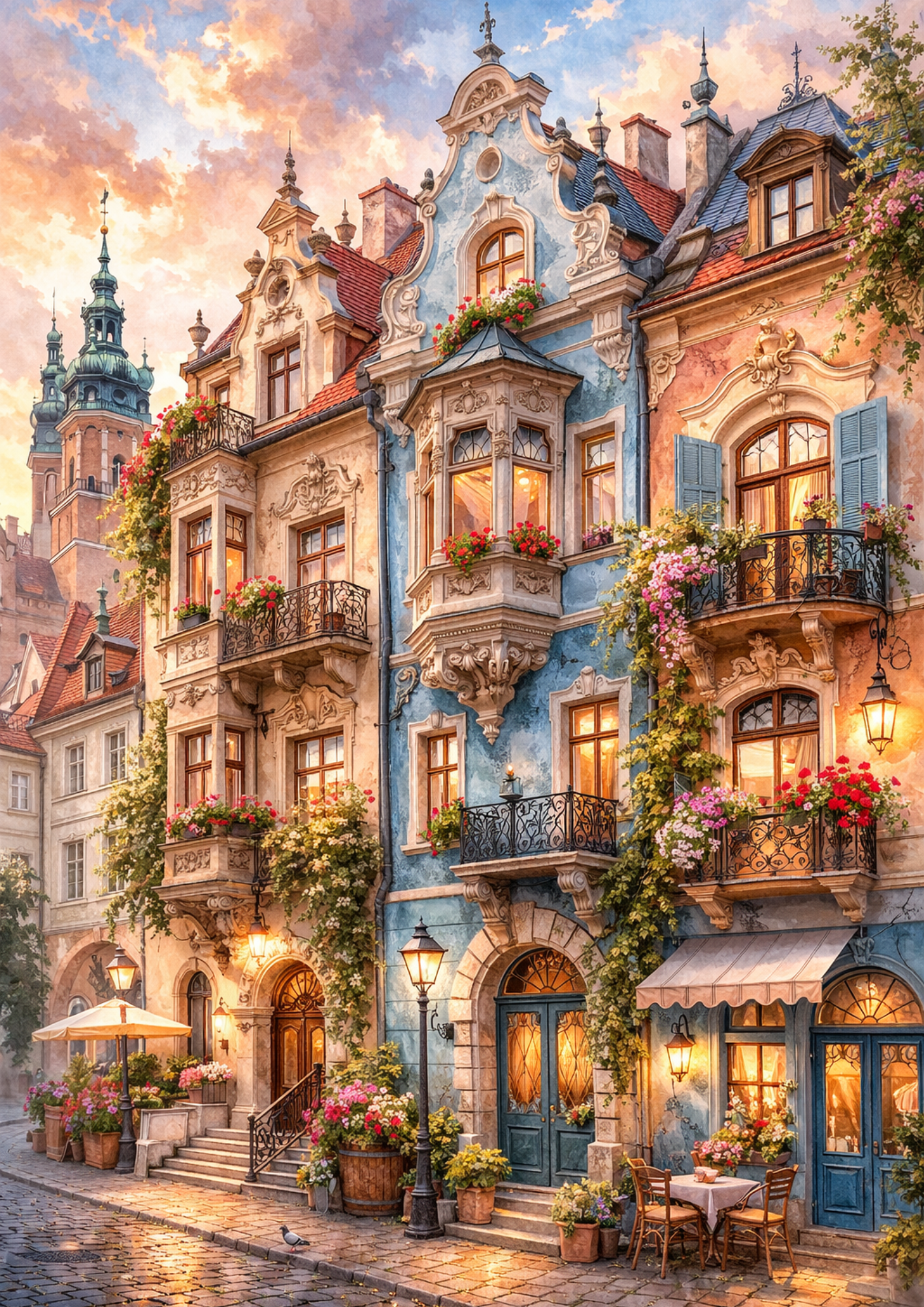 Sticker Sheet / Greeting Card – Old Style City View Full Cat. No. 9056