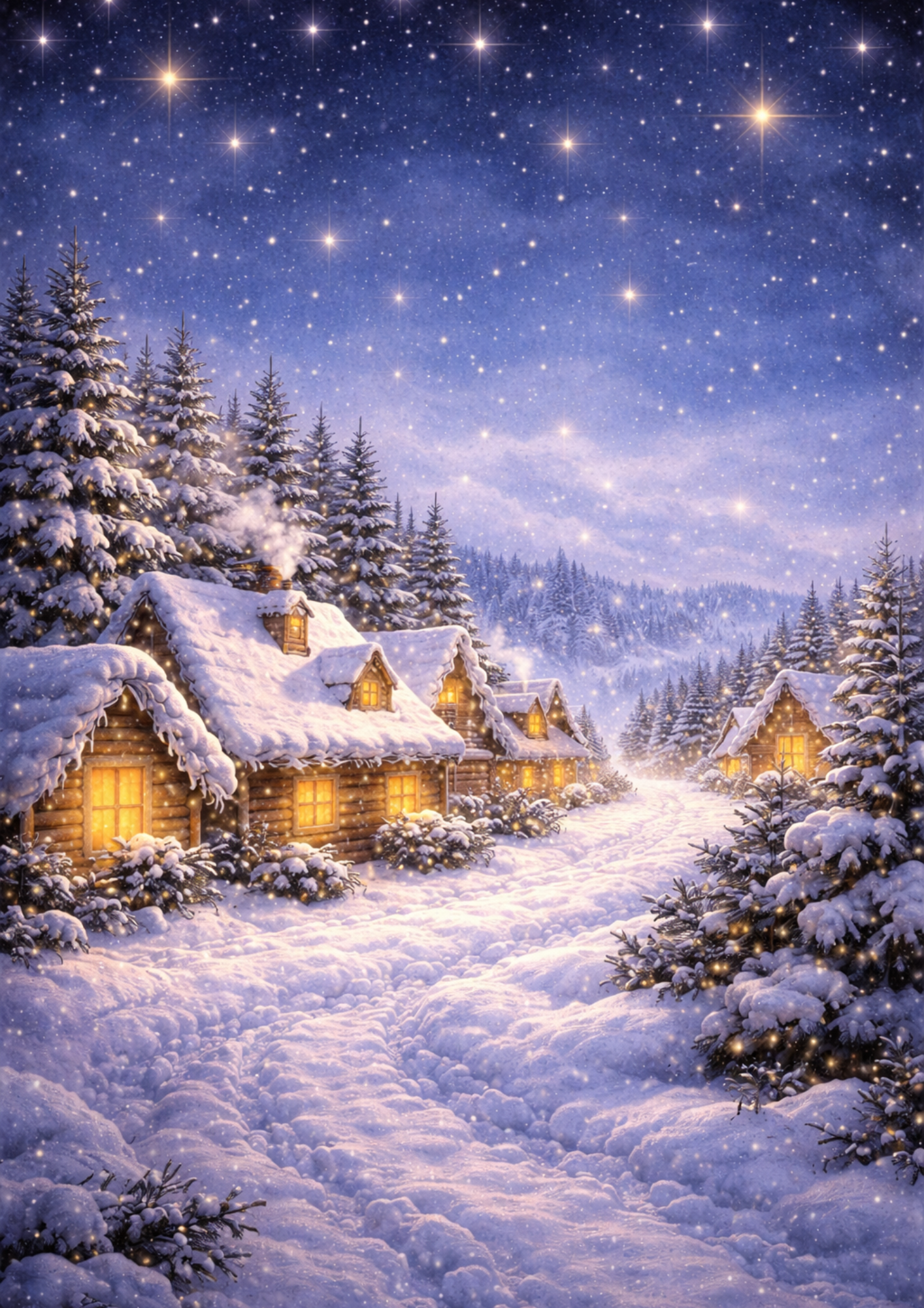 Sticker Sheet / Greeting Card – Dreamy Snowy Village Full Cat. No. 9060