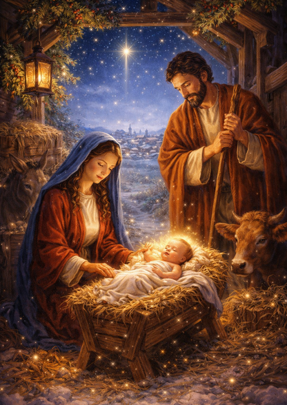 Sticker Sheet / Greeting Card – Jesus in Bethlehem Full Cat. No. 9062