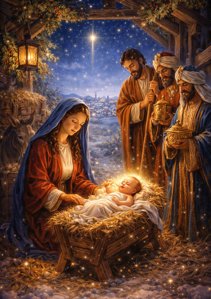 Sticker Sheet / Greeting Card – Jesus in Bethlehem Full Cat. No. 9063