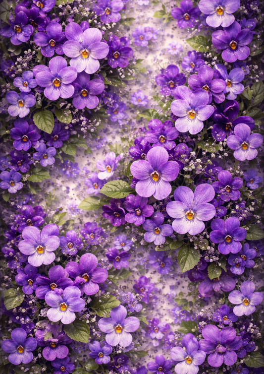 Sticker Sheet / Greeting Card – Violets Flower Background Full Cat. No. 9068