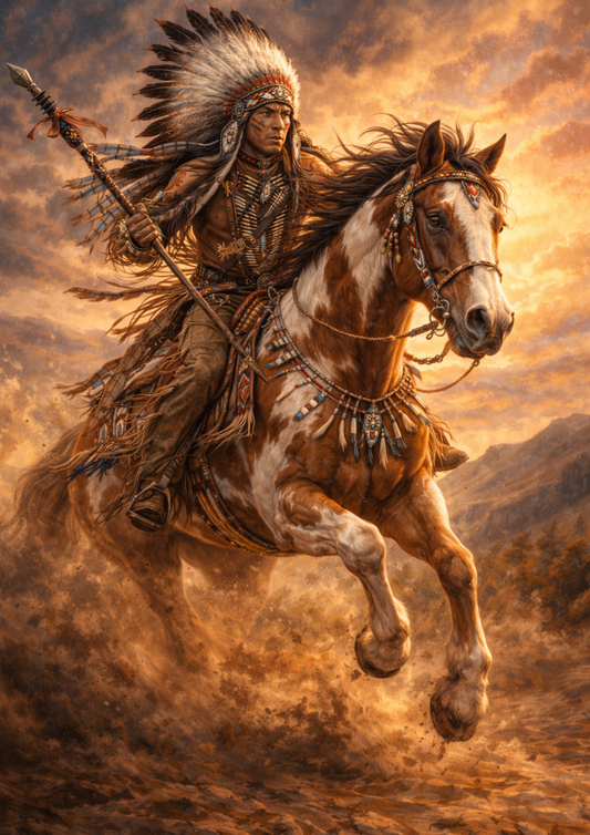 Sticker Sheet / Greeting Card – Native American on Horseback Full Cat. No. 9078