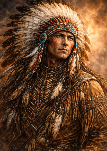 Sticker Sheet / Greeting Card – Native American Portrait Full Cat. No. 9079