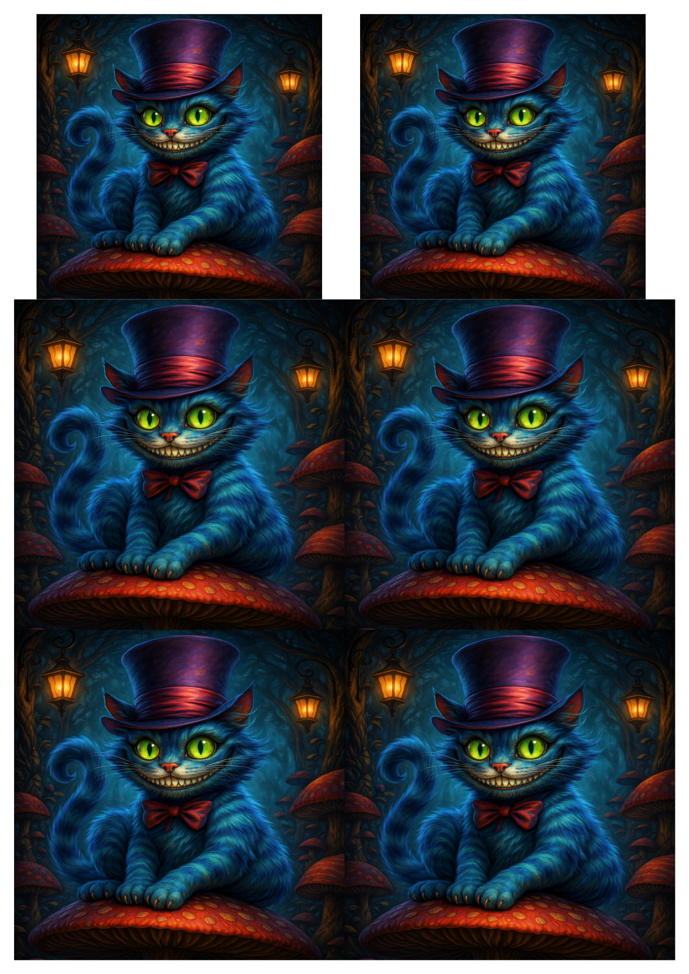 Sticker Sheet / Greeting Card – Cheshire Cat Collage Cat. No. 9080