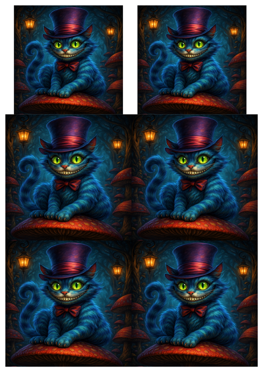 Sticker Sheet / Greeting Card – Cheshire Cat Collage Cat. No. 9080