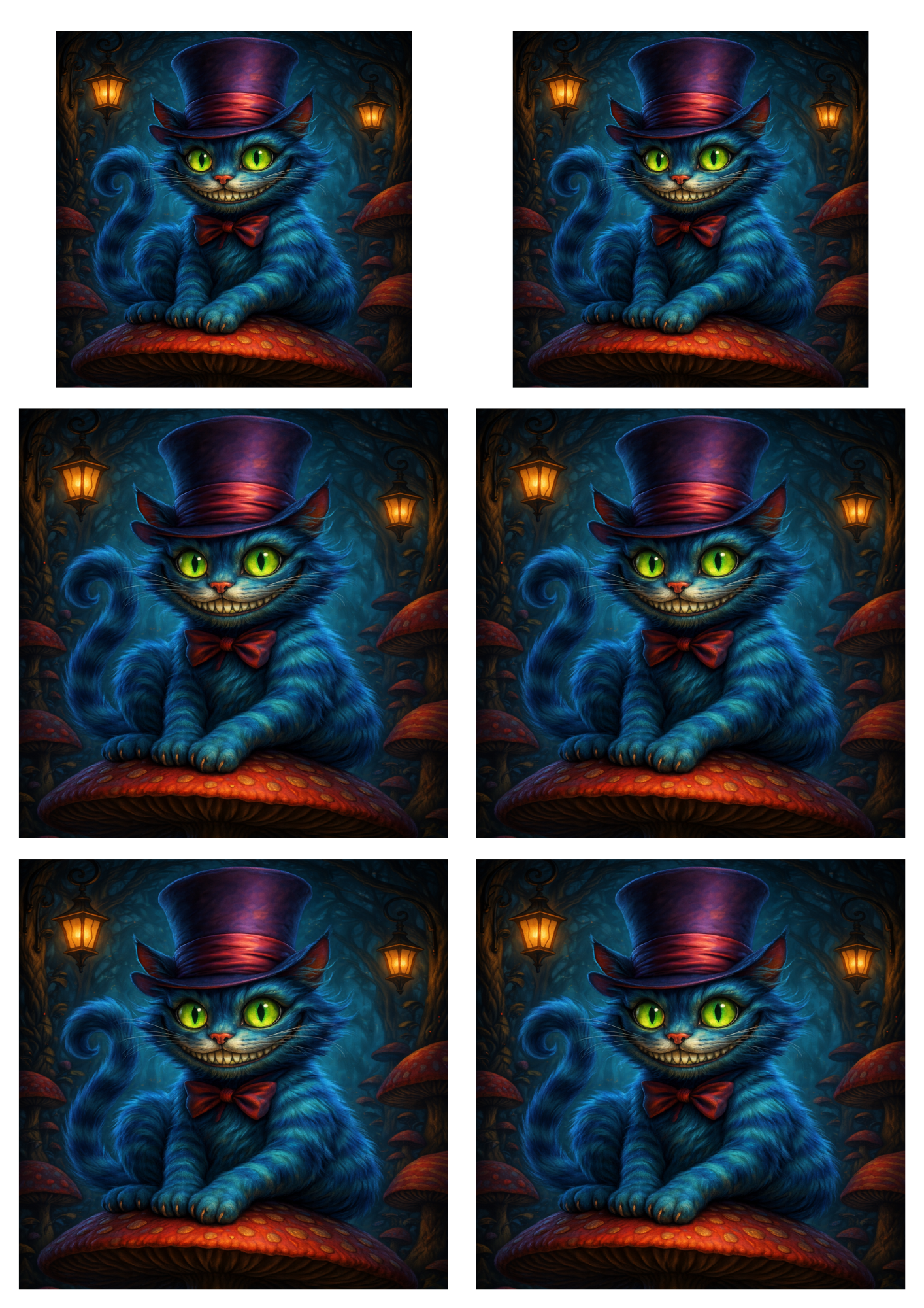 Sticker Sheet / Greeting Card – Cheshire Cat Collage Cat. No. 9081