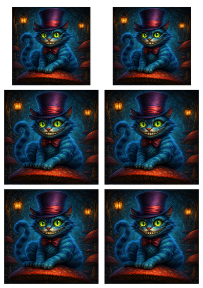Sticker Sheet / Greeting Card – Cheshire Cat Collage Cat. No. 9081