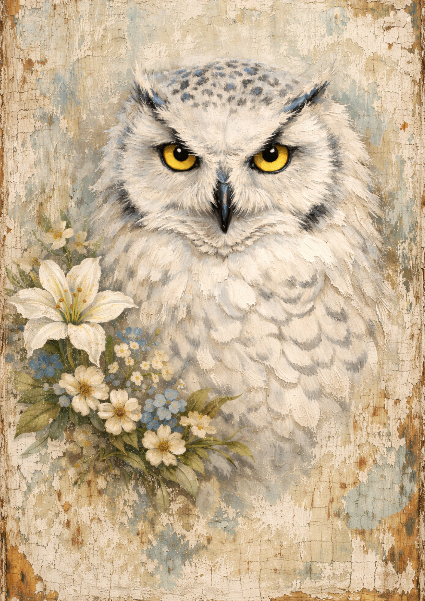 Sticker Sheet / Greeting Card – Majestic Owl in Shabby Chic Style Full Cat. No. 9083