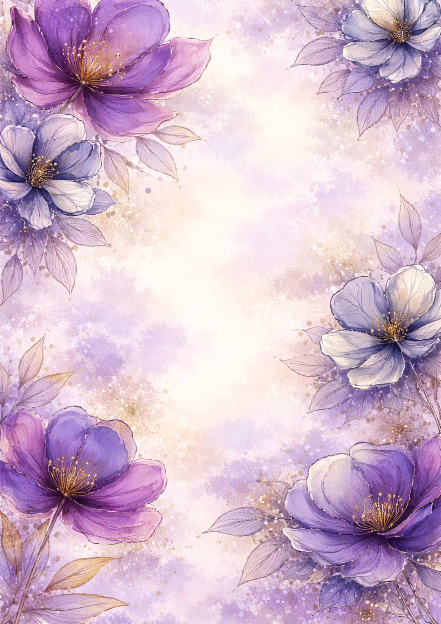 Sticker Sheet / Greeting Card – Pastel Purple Anemone Background Full Cat. No. 9090