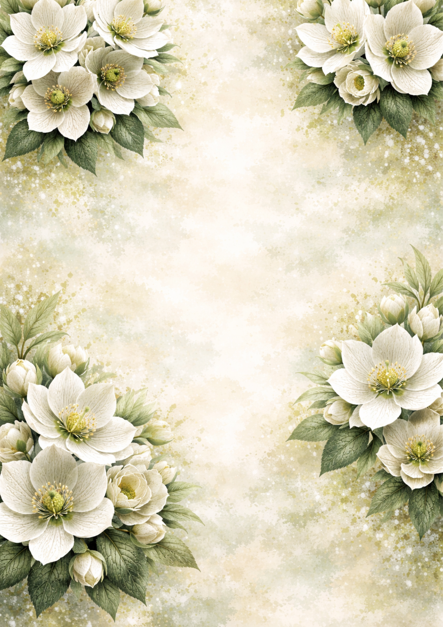 Sticker Sheet / Greeting Card – White Pastel Floral Background Full Cat. No. 9092