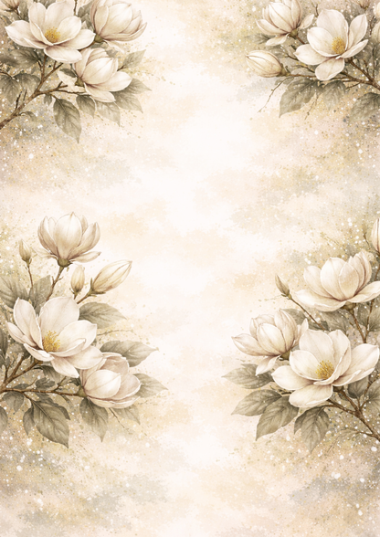 Sticker Sheet / Greeting Card – White Pastel Floral Background Full Cat. No. 9094