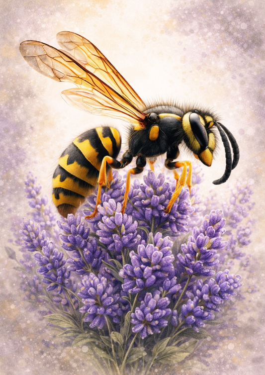 Sticker Sheet / Greeting Card – Wasp on Lilac in Shabby Chic Style Full Cat. No. 9097