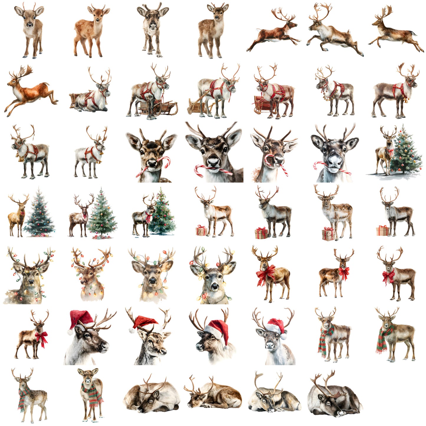 Watercolor Christmas Mega Clipart Bundle – 850+ PNG Designs with Transparent Background
