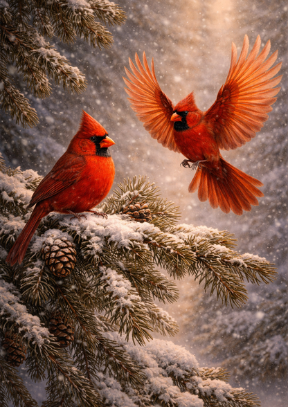 Sticker Sheet / Greeting Card – Red Cardinals Couple Full Cat. No. 9116