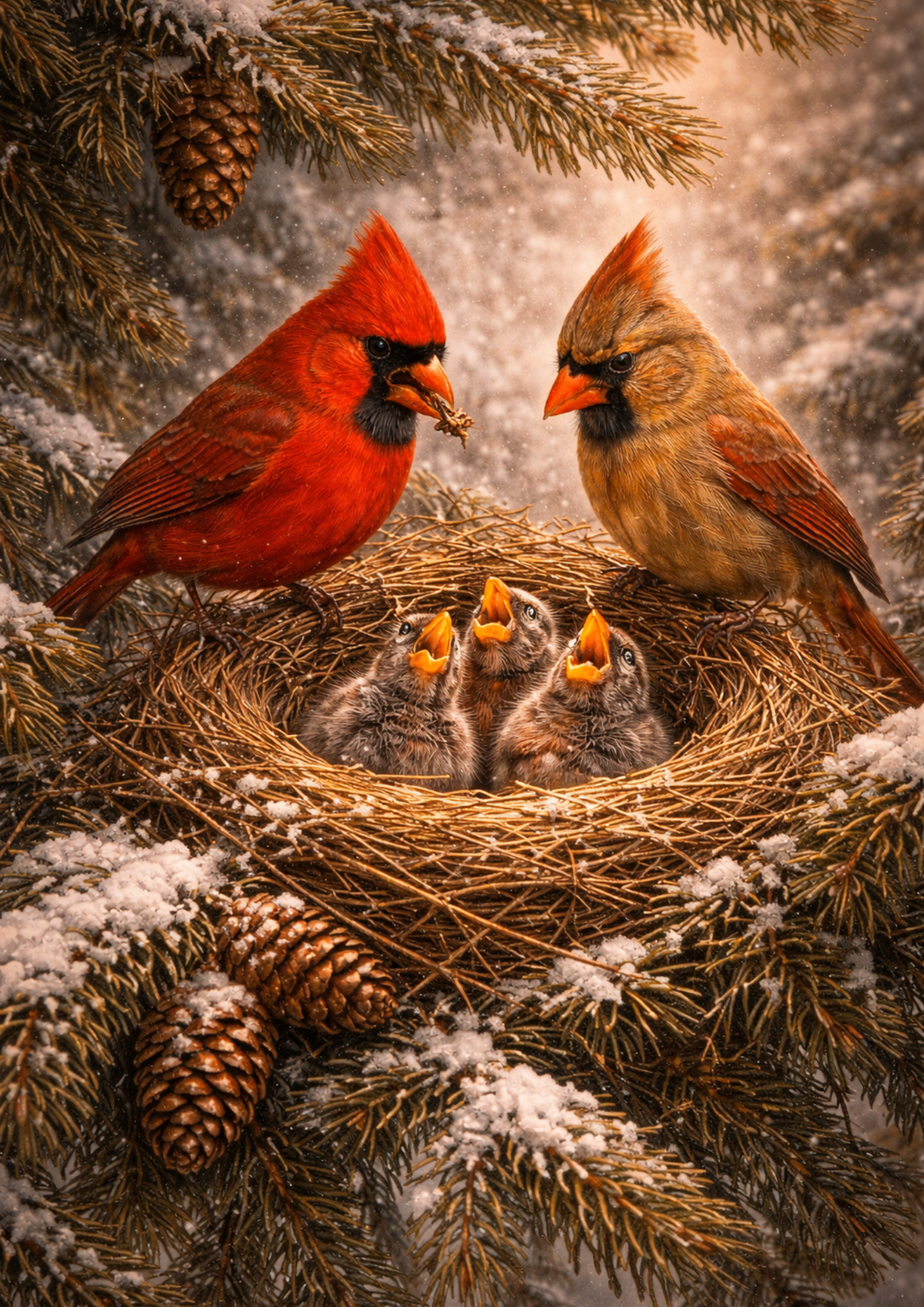 Sticker Sheet / Greeting Card – Red Cardinals Nest Full Cat. No. 9117