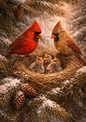 Sticker Sheet / Greeting Card – Red Cardinals Nest Full Cat. No. 9117