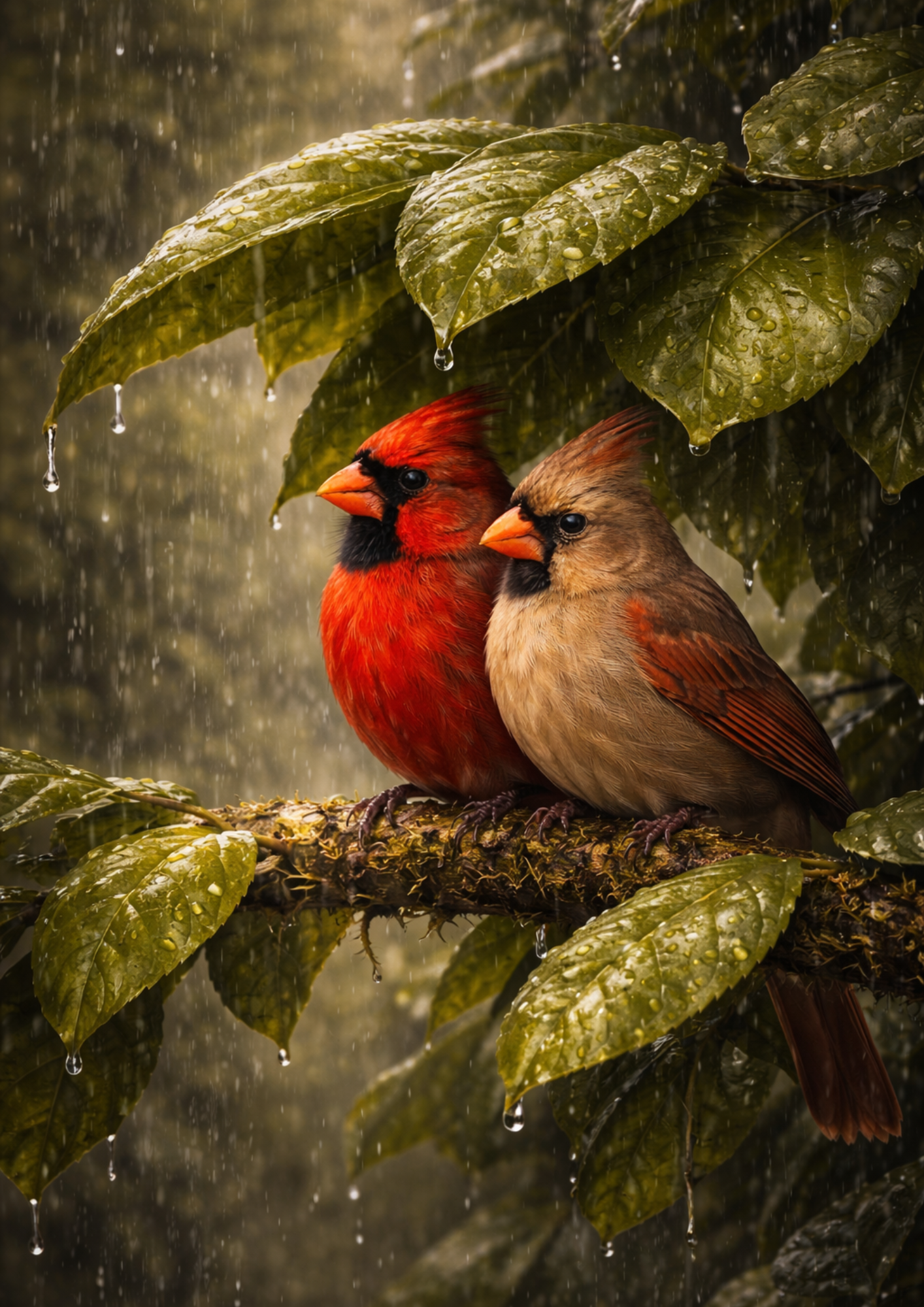 Sticker Sheet / Greeting Card – Red Cardinals & Rainy Day Full Cat. No. 9119